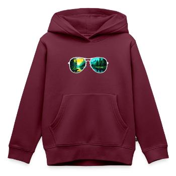 Sonnenbrille / Reflektion / Wald / Spiegelung - Kinder Premium Organic Hoodie - Burgunderrot - Vorne - AI Model Kid Female (0cm)