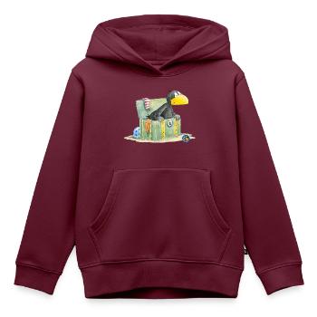 Der kleine Rabe Socke Schatzkiste - Kinder Premium Organic Hoodie - Burgunderrot - Vorne - AI Model Kid Female (0cm)