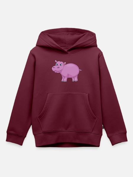 hippo cartoon - Kinder Premium Organic Hoodie - Burgunderrot