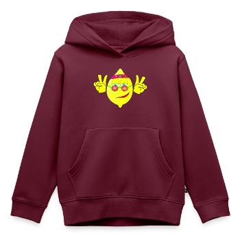Flower Zitrone - Kinder Premium Organic Hoodie - Burgunderrot - Vorne - AI Model Kid Female (0cm)