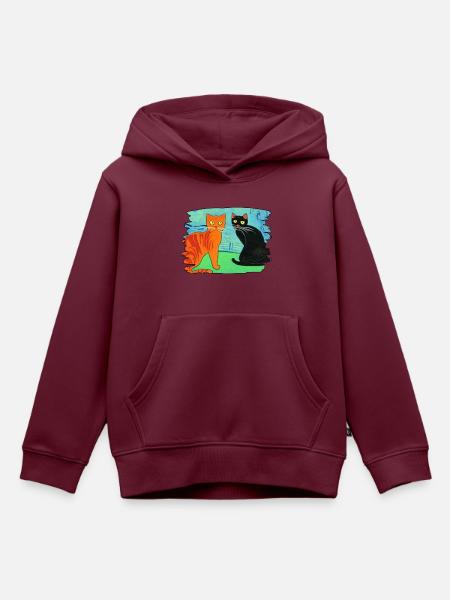 Katzenbild - Kinder Premium Organic Hoodie - Burgunderrot