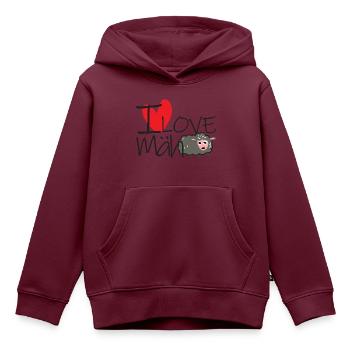 I Love Mäh - Kinder Premium Organic Hoodie - Burgunderrot - Vorne - AI Model Kid Female (0cm)