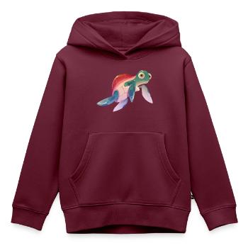 Schildkröte - Kinder Premium Organic Hoodie - Burgunderrot - Vorne - AI Model Kid Female (0cm)