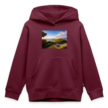 Wandern in den Dünen am Meer - Kinder Premium Organic Hoodie - Burgunderrot - Vorne - AI Model Kid Female (0cm)