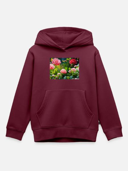 Blühende Rosen Blüten - Kinder Premium Organic Hoodie - Burgunderrot