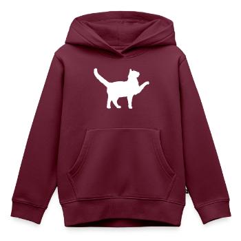 Katze Silhouette Begrüßen Pfote Strecken Betteln - Kinder Premium Organic Hoodie - Burgunderrot - Vorne - AI Model Kid Female (0cm)