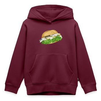 Lecker Fischbrötchen - Bismarck Hering Brötchen - Kinder Premium Organic Hoodie - Burgunderrot - Vorne - AI Model Kid Female (0cm)