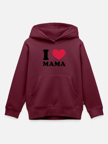 I Love Mama - Kinder Premium Organic Hoodie - Burgunderrot