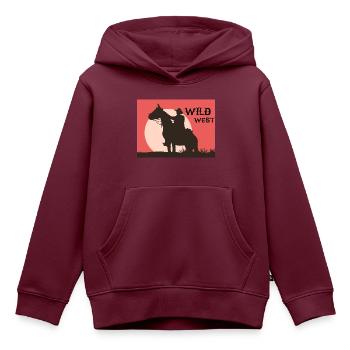 Wild West - Kinder Premium Organic Hoodie - Burgunderrot - Vorne - AI Model Kid Female (0cm)