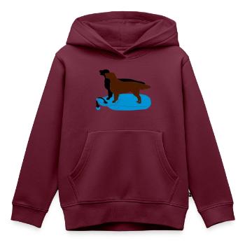 2 Flat Coated Retriever auf Dummy - Kinder Premium Organic Hoodie - Burgunderrot - Vorne - AI Model Kid Female (0cm)