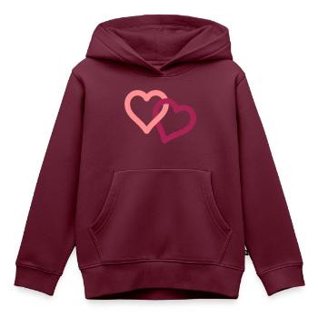 Herz Ringe Partnerschaft Liebe Ehe 2 Zwei Herzen - Kinder Premium Organic Hoodie - Burgunderrot - Vorne - AI Model Kid Female (0cm)