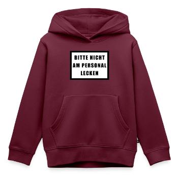 BITTE NICHT AM PERSONAL LECKEN - Kinder Premium Organic Hoodie - Burgunderrot - Vorne - AI Model Kid Female (0cm)
