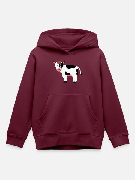 Kuh - Kinder Premium Organic Hoodie - Burgunderrot
