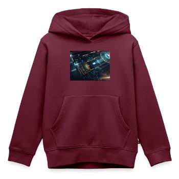 Synthese der Technologie-Zukunft - Kinder Premium Organic Hoodie - Burgunderrot - Vorne - AI Model Kid Female (0cm)