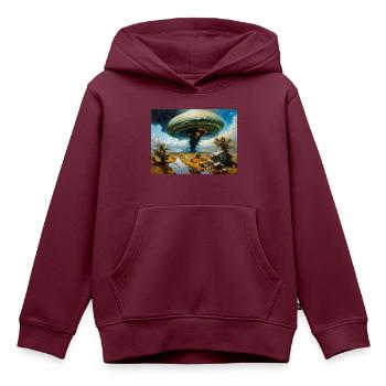 Zorn der Natur #1 - Kinder Premium Organic Hoodie - Burgunderrot - Vorne - AI Model Kid Female (0cm)