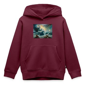 Zorn der Natur #3 - Kinder Premium Organic Hoodie - Burgunderrot - Vorne - AI Model Kid Female (0cm)