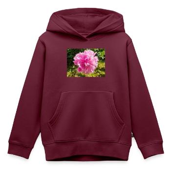 Chinesische Pfingstrose Chinesische Pfingsrose Paeonia - Kinder Premium Organic Hoodie - Burgunderrot - Vorne - AI Model Kid Female (0cm)
