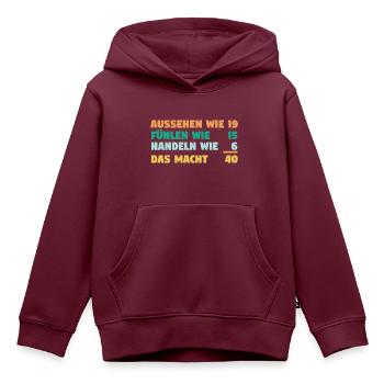 Vierzig Vierzigster 40 Jahre Geburtstag - Kinder Premium Organic Hoodie - Burgunderrot - Vorne - AI Model Kid Female (0cm)