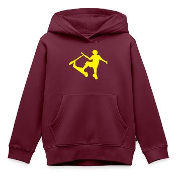 Stunt Scooter Fahrer beim Tricksen YELLOW - Kinder Premium Organic Hoodie - Burgunderrot - Vorne - AI Model Kid Female (0cm)