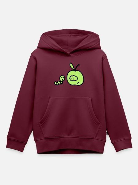 Wurm trifft Apfel - Kinder Premium Organic Hoodie - Burgunderrot