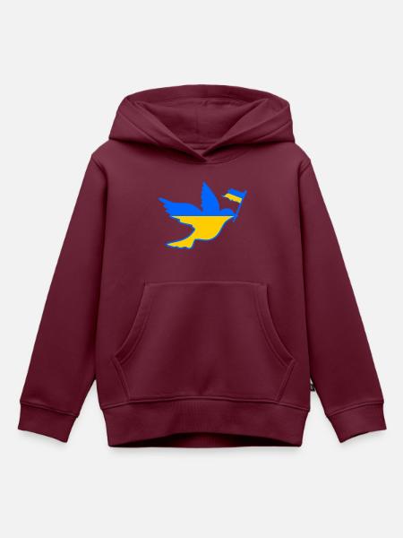 UKRAINE - Kinder Premium Organic Hoodie - Burgunderrot