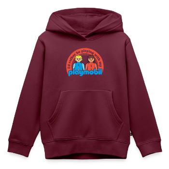 Playmobil Logo für Playmobil Lovers - Kinder Premium Organic Hoodie - Burgunderrot - Vorne - AI Model Kid Female (0cm)