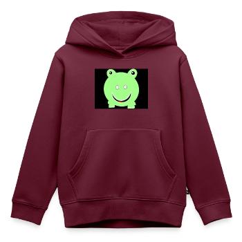 Runder Frosch - Kinder Premium Organic Hoodie - Burgunderrot - Vorne - AI Model Kid Female (0cm)