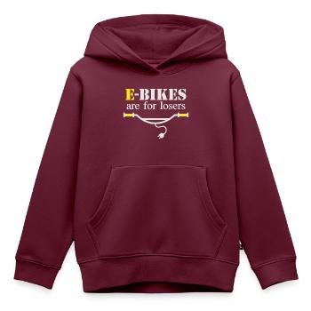 E-Bikes sind für Verlierer - Kinder Premium Organic Hoodie - Burgunderrot - Vorne - AI Model Kid Female (0cm)