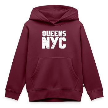 Queens NYC - Kinder Premium Organic Hoodie - Burgunderrot - Vorne - AI Model Kid Female (0cm)