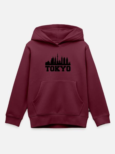 tokyo skyline - Kinder Premium Organic Hoodie - Burgunderrot