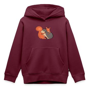Abzeichen - Kinder Premium Organic Hoodie - Burgunderrot - Vorne - AI Model Kid Female (0cm)