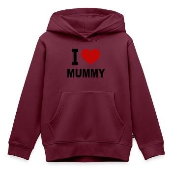 I love mummy - Kinder Premium Organic Hoodie - Burgunderrot - Vorne - AI Model Kid Female (0cm)
