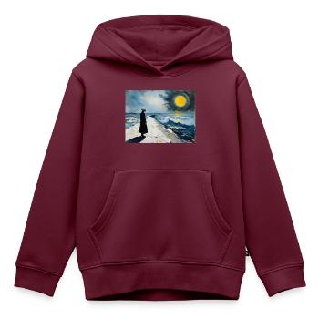 Sonnenpfad am Meer - Kinder Premium Organic Hoodie - Burgunderrot - Vorne - AI Model Kid Female (0cm)