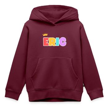 Eric! Personalisierbar - Kinder Premium Organic Hoodie - Burgunderrot - Vorne - AI Model Kid Female (0cm)
