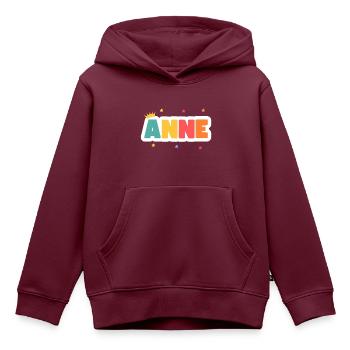 Anne! Personalisierbar - Kinder Premium Organic Hoodie - Burgunderrot - Vorne - AI Model Kid Female (0cm)