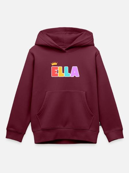 Ella! Personalisierbar - Kinder Premium Organic Hoodie - Burgunderrot