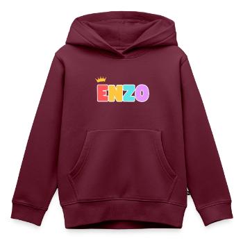 Enzo! Personalisierbar - Kinder Premium Organic Hoodie - Burgunderrot - Vorne - AI Model Kid Female (0cm)
