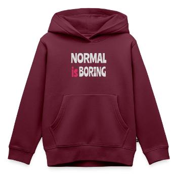 Normal ist langweilig - Kinder Premium Organic Hoodie - Burgunderrot - Vorne - AI Model Kid Female (0cm)