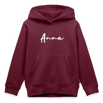Anna - Kinder Premium Organic Hoodie - Burgunderrot - Vorne - AI Model Kid Female (0cm)