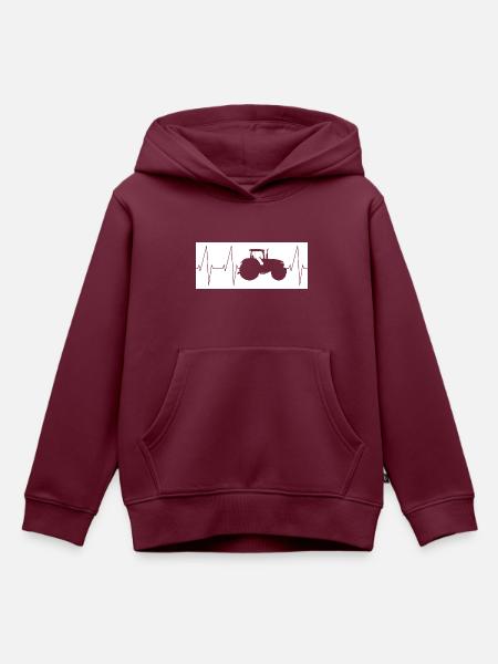 Traktor Herzschlag - Kinder Premium Organic Hoodie - Burgunderrot