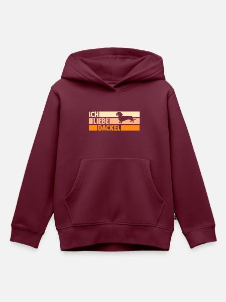 Hund Dackel - Kinder Premium Organic Hoodie - Burgunderrot