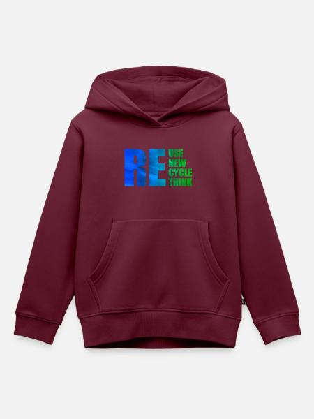 Reuse Renew Recycle Rethink - Kinder Premium Organic Hoodie - Burgunderrot