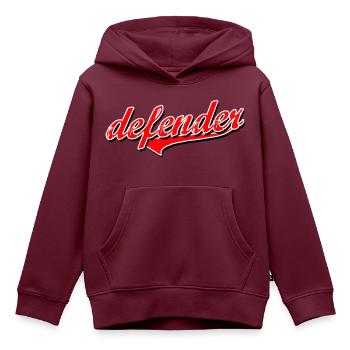 defender defense abwehr spieler football shirt cap - Kinder Premium Organic Hoodie - Burgunderrot - Vorne - AI Model Kid Female (0cm)