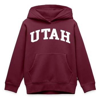 Utah - Kinder Premium Organic Hoodie - Burgunderrot - Vorne - AI Model Kid Female (0cm)