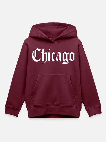 Chicago - Kinder Premium Organic Hoodie - Burgunderrot
