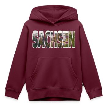 Sachsen - Kinder Premium Organic Hoodie - Burgunderrot - Vorne - AI Model Kid Female (0cm)