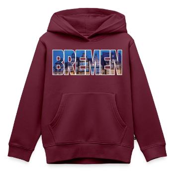 Bremen - Kinder Premium Organic Hoodie - Burgunderrot - Vorne - AI Model Kid Female (0cm)
