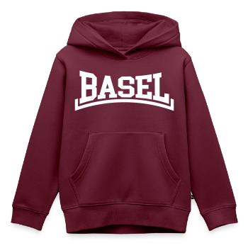 Basel - Kinder Premium Organic Hoodie - Burgunderrot - Vorne - AI Model Kid Female (0cm)