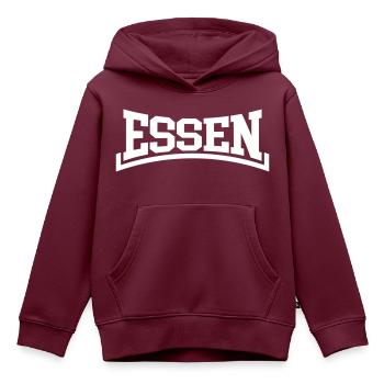 Essen - Kinder Premium Organic Hoodie - Burgunderrot - Vorne - AI Model Kid Female (0cm)