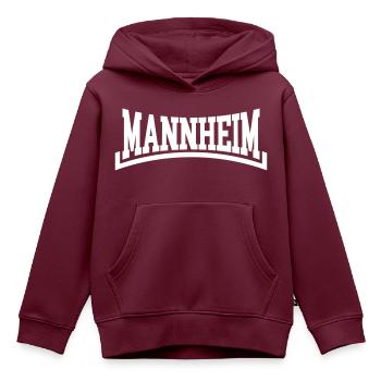 Mannheim - Kinder Premium Organic Hoodie - Burgunderrot - Vorne - AI Model Kid Female (0cm)